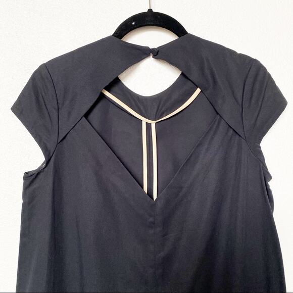 Titania Inglis Cap Sleeve Black Shift Dress Size 2 - Picture 6 of 7